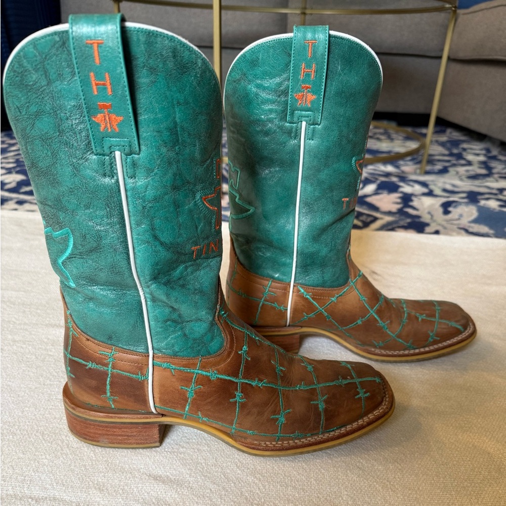 Tin Haul Brown and Teal Cowboy Boots - Picture 4 of 6